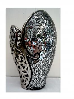 VASO IN CERAMICA CON VETRO MOSAICO