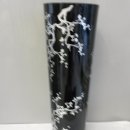 VASO IN VETRO A CILINDRO COLORE NERO CON DECORAZIONE IN ARGENTO CM 60