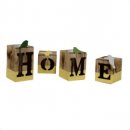 PORTACANDELE IN LEGNO BIRDIE CON SCRITTA HOME COUNTRY 