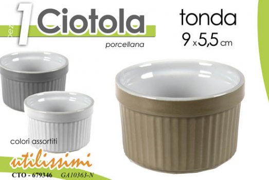 CIOTOLA TONDA IN PORCELLANA PORTA SALSE COLORATA ASSORTITA