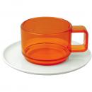 TAZZE CAFFE' CON PIATTO IN PLASTICA CONFEZIONE DA 4 PZ  COSMOPLAST