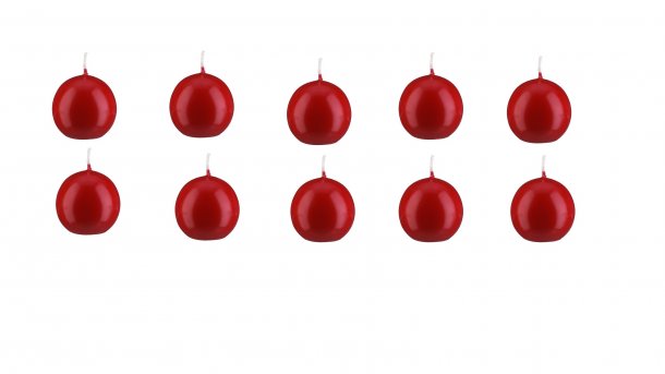 SET 10 CANDELE IN CERA A SFERA MIGNON ROSSE