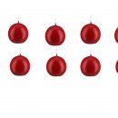 SET 10 CANDELE IN CERA A SFERA COLORE ROSSO CM 4