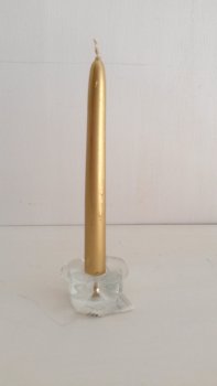 SET 6 CANDELA IN CERA A STELO COLORE ORO PICCOLA