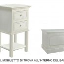 MOBILE COUNTRY BIANCO NANTES COMODINO CON 2 CASSETTI  RIPIANO E BAULE