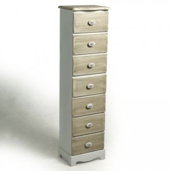 MOBILE COMODINO STRETTO CREMA COUNTRY CON 7 CASSETTI