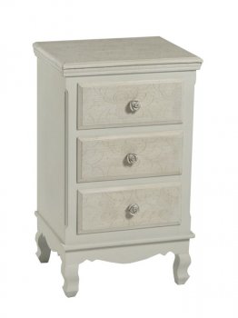MOBILE COMODINO CREMA COUNTRY CON ROSE CON TRE CASSETTI GRANDI