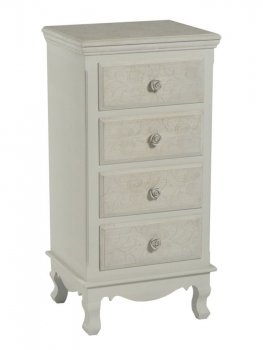 MOBILE COMODINO CREMA COUNTRY CON ROSE CON QUATTRO CASSETTI GRANDI