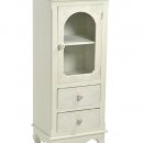 MOBILE VETRINA CREMA COUNTRY CON ROSE CON UN'ANTA A VETRO E DUE CASSETTI
