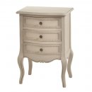 MOBILE COUNTRY SHABBY COMODINO IN LEGNO SBIANCATO BREMA CON 3 CASSETTI