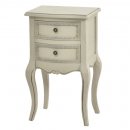 MOBILE COUNTRY SHABBY COMODINO IN LEGNO SBIANCATO BREMA CON 2 CASSETTI