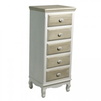 MOBILE COMODINO GRANDE CREMA COUNTRY CON CINQUE CASSETTI