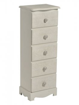 MOBILE CASSETTIERA CREMA COUNTRY CON ROSE CON CINQUE CASSETTI PICCOLI