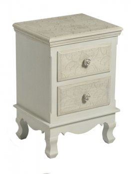 MOBILE COMODINO CREMA COUNTRY CON ROSE CON DUE CASSETTI PICCOLI