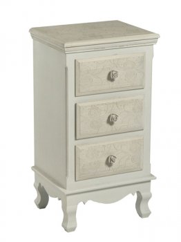 MOBILE COMODINO CREMA COUNTRY CON ROSE CON TRE CASSETTI PICCOLI