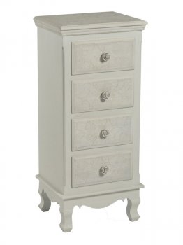 MOBILE COMODINO CREMA COUNTRY CON ROSE CON QUATTRO CASSETTI PICCOLI