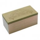 SCATOLA PORTA BUSTINE THE'COUNTRY IN LEGNO NATURALE CON COPERCHIO VERDE 2 POSTI