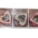 CUORE IN LEGNO COLORE NOCE COUNTRY CON BORDO ROSSO D'APPENDERE PICCOLO BOX 9 PZ