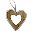 CUORE IN LEGNO COLORE NOCE COUNTRY CON BORDO BIANCO D'APPENDERE 