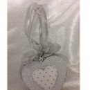 CUORE IN METALLO CON STOFFA COUNTRY COLORE GRIGIO PICCOLO