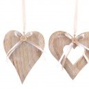 CUORE IN LEGNO SBIANCATO COUNTRY D'APPENDERE 2 MODELLI 