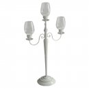 PORTACANDELE CANDELABRO IN FERRO BIANCO A 3 POSTI CON VETRO COUNTRY