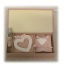 CONFEZIONE REGALO CUORE IN GESSO CON CUSCINO POT POURRY E RICARICA