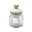 BARATTOLO VETRO CON TAPPO CERAMICA CON CUORE E NASTRO PICCOLO COUNTRY ASSORTITO
