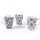 TAZZA MUG IN PORCELLANA CON DECORO ARABESCO BLU' COUNTRY