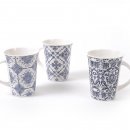 TAZZA MUG SVASATA IN PORCELLANA CON DECORO ARABESCO BLU' COUNTRY 